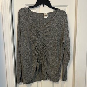 Daytrip Gray Ruched Front Blouse